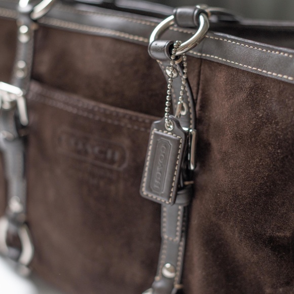 Coach Suede Leather Trim Tote Bag - Picture 2 of 6